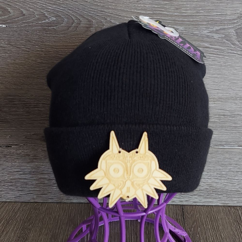 Official Nintendo Zelda Majora's Mask 3D Beanie Skull Cap Hat Black NEW NWT